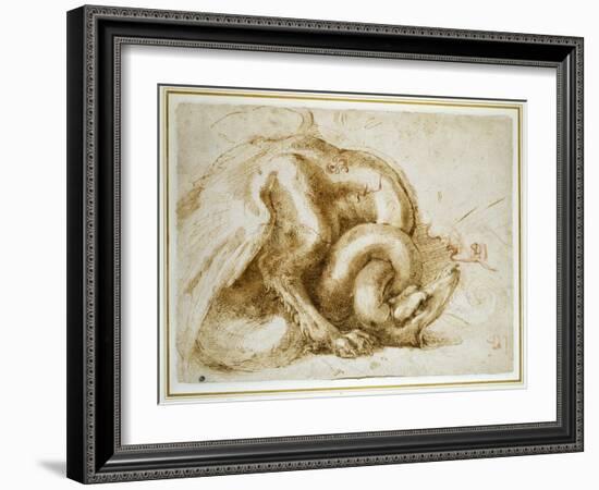 Study of a Winged Monster, C.1525-Michelangelo Buonarroti-Framed Giclee Print