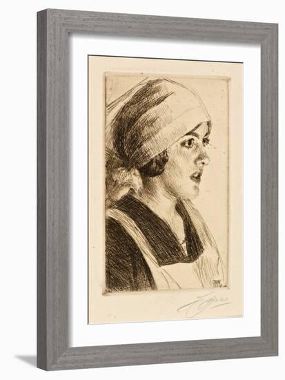 Study of a Woman, 1914 (Drypoint)-Anders Leonard Zorn-Framed Giclee Print