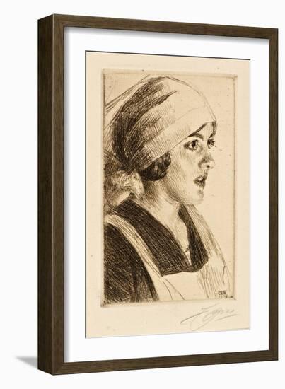 Study of a Woman, 1914 (Drypoint)-Anders Leonard Zorn-Framed Giclee Print