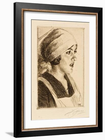 Study of a Woman, 1914 (Drypoint)-Anders Leonard Zorn-Framed Giclee Print