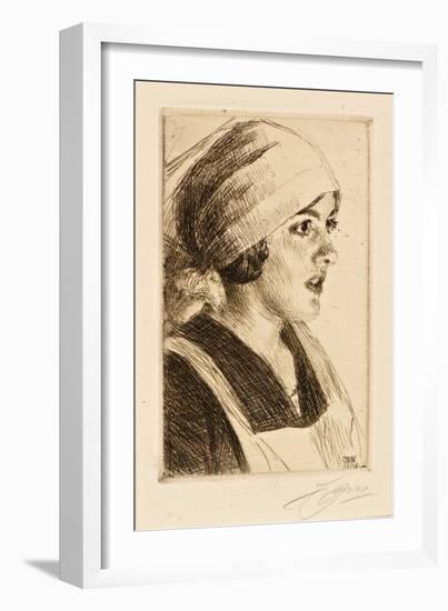 Study of a Woman, 1914 (Drypoint)-Anders Leonard Zorn-Framed Giclee Print