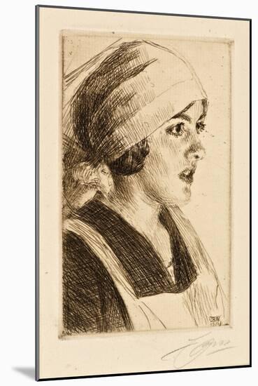 Study of a Woman, 1914 (Drypoint)-Anders Leonard Zorn-Mounted Giclee Print