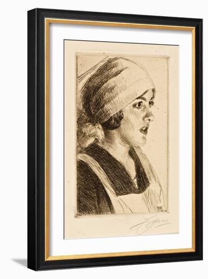 Study of a Woman, 1914 (Drypoint)-Anders Leonard Zorn-Framed Giclee Print