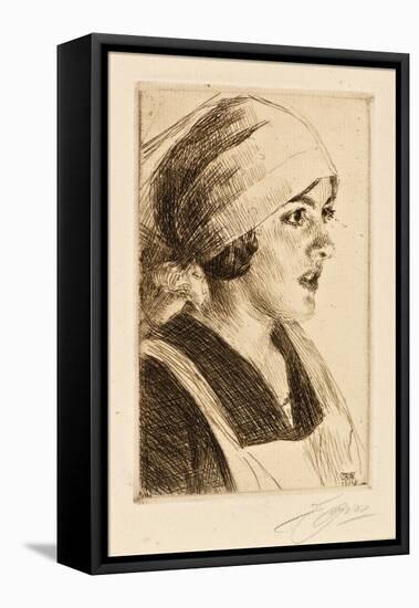 Study of a Woman, 1914 (Drypoint)-Anders Leonard Zorn-Framed Premier Image Canvas