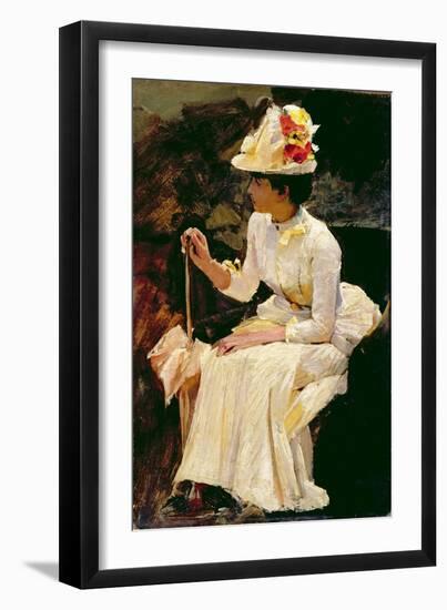 Study of a Woman (Oil on Canvas)-William Logsdail-Framed Giclee Print