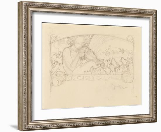 Study of a Woman Playing Violin-Alphonse Mucha-Framed Giclee Print