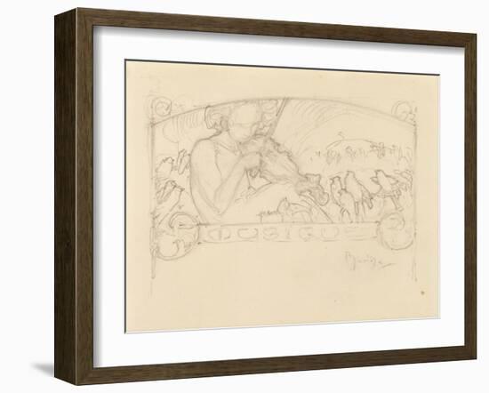 Study of a Woman Playing Violin-Alphonse Mucha-Framed Giclee Print