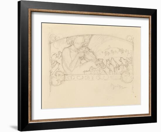 Study of a Woman Playing Violin-Alphonse Mucha-Framed Giclee Print