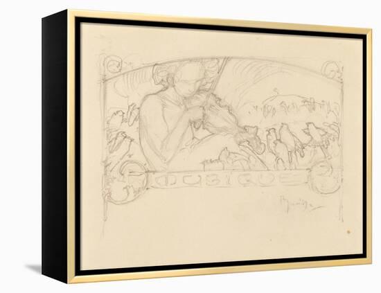 Study of a Woman Playing Violin-Alphonse Mucha-Framed Premier Image Canvas