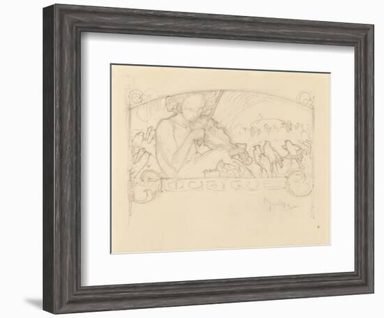 Study of a Woman Playing Violin-Alphonse Mucha-Framed Giclee Print