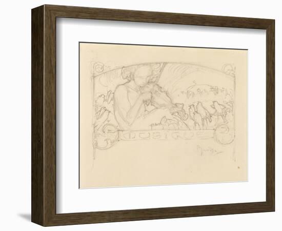 Study of a Woman Playing Violin-Alphonse Mucha-Framed Giclee Print