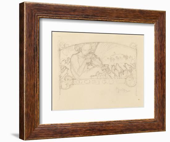 Study of a Woman Playing Violin-Alphonse Mucha-Framed Giclee Print