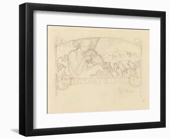 Study of a Woman Playing Violin-Alphonse Mucha-Framed Giclee Print