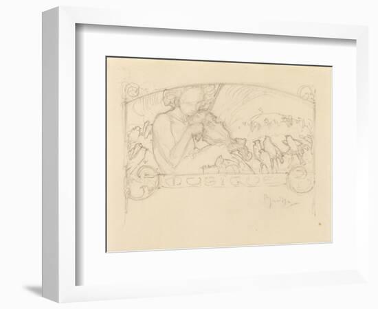 Study of a Woman Playing Violin-Alphonse Mucha-Framed Giclee Print