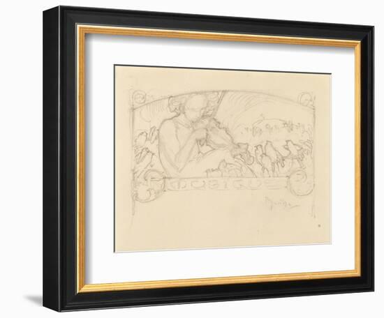 Study of a Woman Playing Violin-Alphonse Mucha-Framed Giclee Print