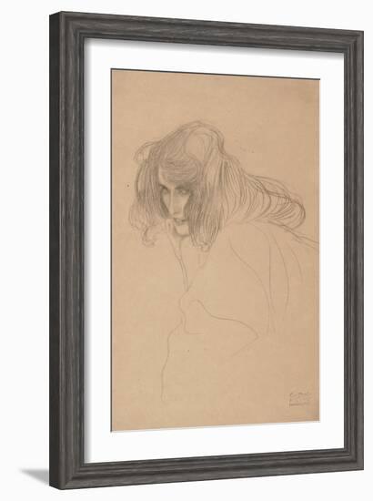 Study of a Woman's Head in Three-Quarter Profile, C.1901-1902-Gustav Klimt-Framed Giclee Print