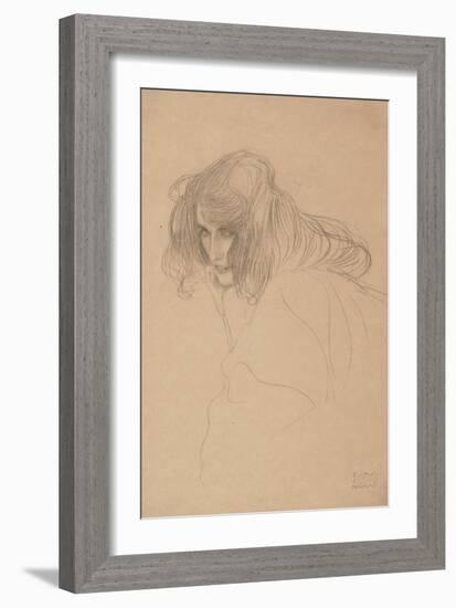 Study of a Woman's Head in Three-Quarter Profile, C.1901-1902-Gustav Klimt-Framed Giclee Print