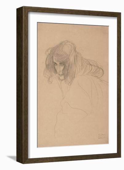 Study of a Woman's Head in Three-Quarter Profile, C.1901-1902-Gustav Klimt-Framed Giclee Print