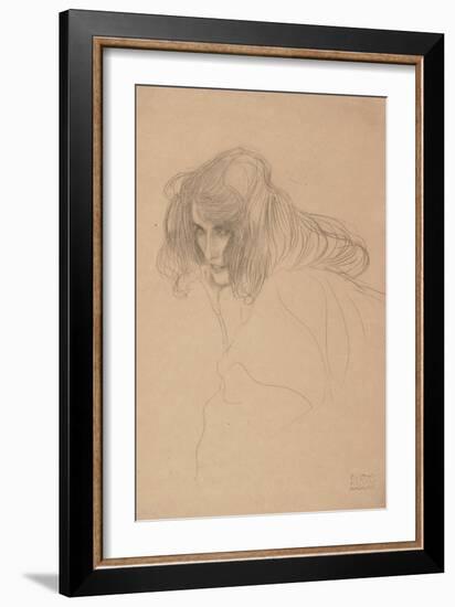 Study of a Woman's Head in Three-Quarter Profile, C.1901-1902-Gustav Klimt-Framed Giclee Print