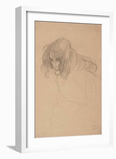 Study of a Woman's Head in Three-Quarter Profile, C.1901-1902-Gustav Klimt-Framed Giclee Print