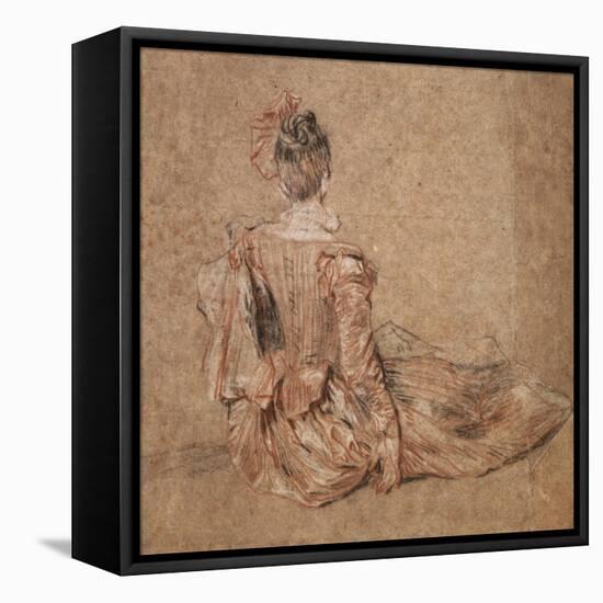 Study of a Woman Seen from the Back, 1716-1718-Jean-Antoine Watteau-Framed Premier Image Canvas