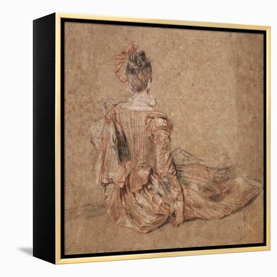 Study of a Woman Seen from the Back, 1716-1718-Jean-Antoine Watteau-Framed Premier Image Canvas