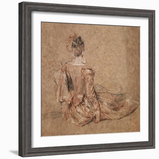 Study of a Woman Seen from the Back, 1716-1718-Jean-Antoine Watteau-Framed Giclee Print