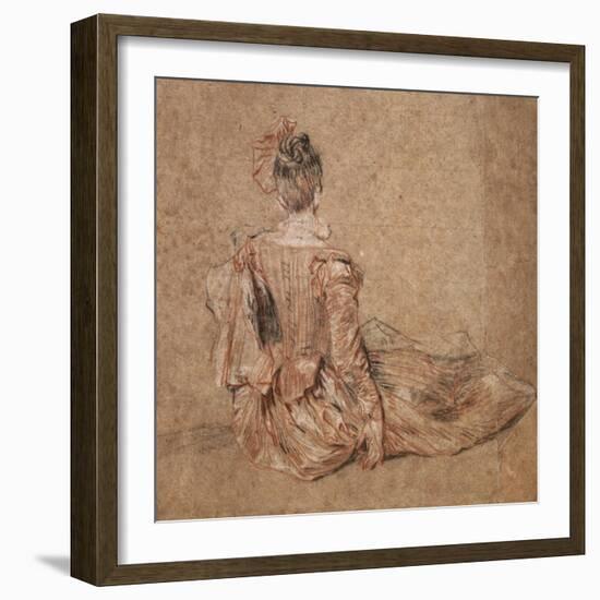 Study of a Woman Seen from the Back, 1716-1718-Jean-Antoine Watteau-Framed Giclee Print