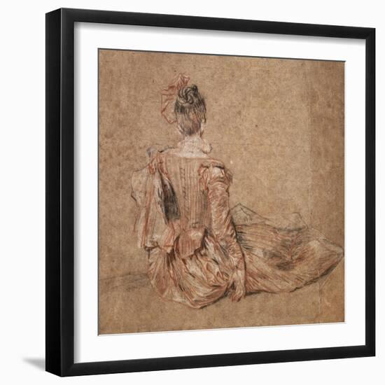 Study of a Woman Seen from the Back, 1716-1718-Jean-Antoine Watteau-Framed Giclee Print