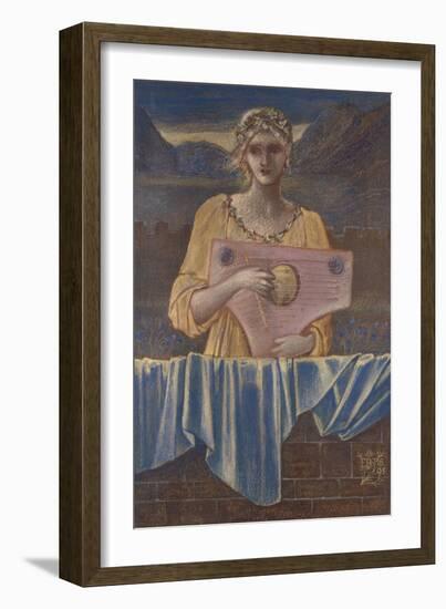 Study of a Woman with a Musical Instrument, 1895-Edward Burne-Jones-Framed Giclee Print