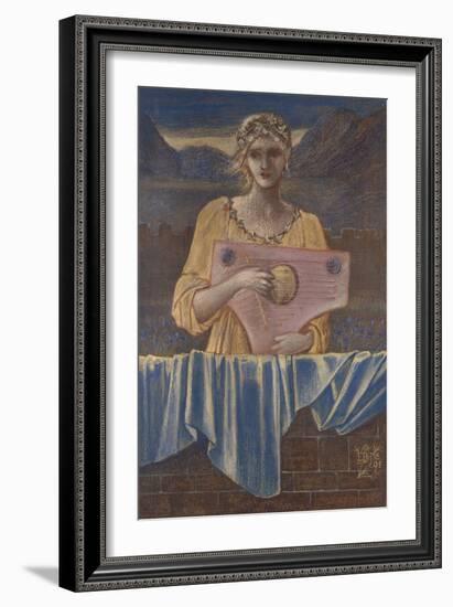 Study of a Woman with a Musical Instrument, 1895-Edward Burne-Jones-Framed Giclee Print