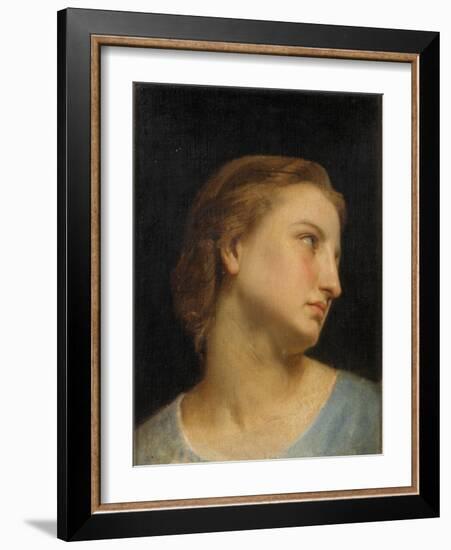 Study of a Womans Head (Oil on Canvas)-William-Adolphe Bouguereau-Framed Giclee Print