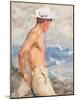 Study of a Young Man Looking out to Sea (Pencil, W/C & Bodycolour on Paper)-Henry Scott Tuke-Mounted Giclee Print