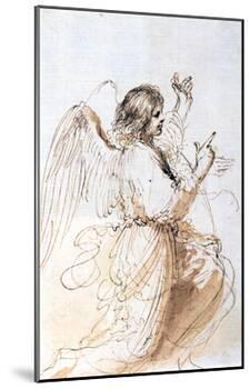 Study of an Angel, C1611-1666-Guercino-Mounted Giclee Print