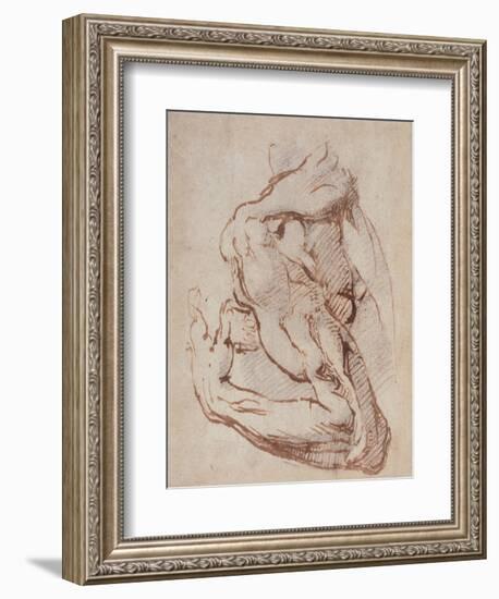 Study of an Arm (Ink)-Michelangelo Buonarroti-Framed Giclee Print