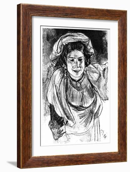 Study of an Italian Girl, C1880-1882-Adolph Menzel-Framed Giclee Print