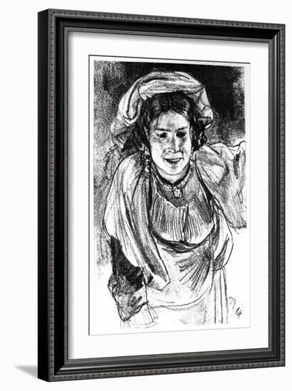 Study of an Italian Girl, C1880-1882-Adolph Menzel-Framed Giclee Print