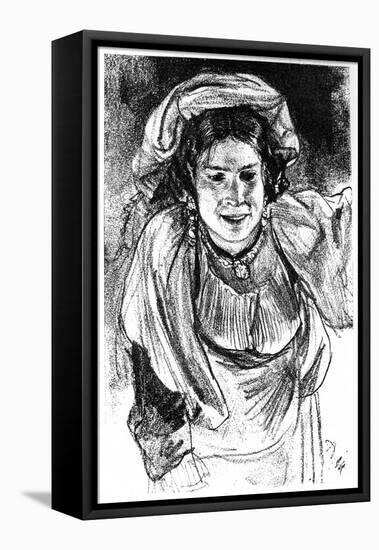 Study of an Italian Girl, C1880-1882-Adolph Menzel-Framed Premier Image Canvas