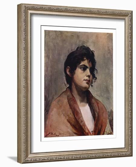 Study of an Italian Girl's Head, 1901-J Muntz-Framed Giclee Print