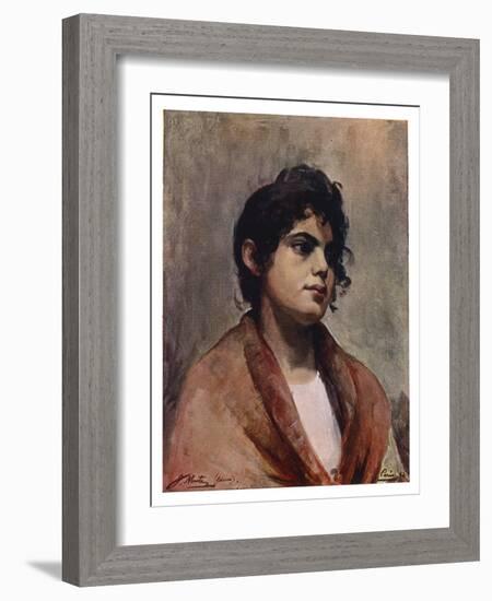 Study of an Italian Girl's Head, 1901-J Muntz-Framed Giclee Print