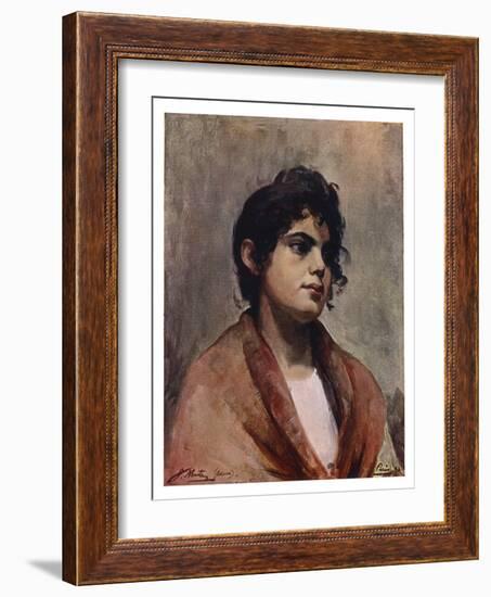 Study of an Italian Girl's Head, 1901-J Muntz-Framed Giclee Print