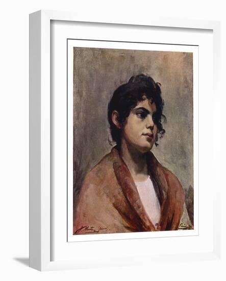 Study of an Italian Girl's Head, 1901-J Muntz-Framed Giclee Print