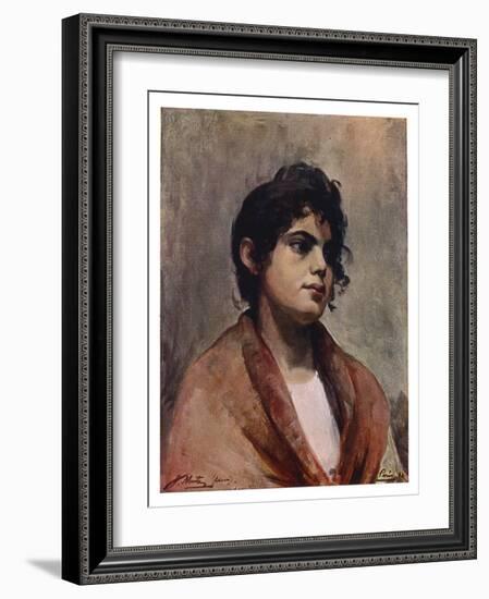 Study of an Italian Girl's Head, 1901-J Muntz-Framed Giclee Print