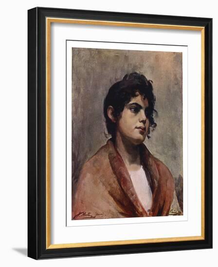 Study of an Italian Girl's Head, 1901-J Muntz-Framed Giclee Print