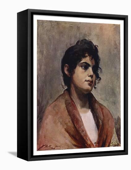 Study of an Italian Girl's Head, 1901-J Muntz-Framed Premier Image Canvas