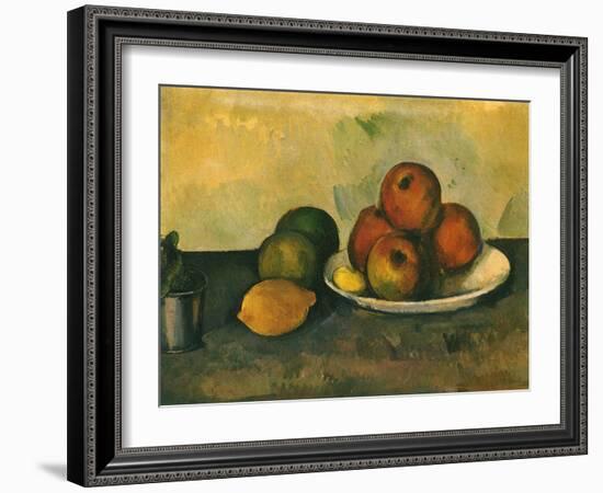 Study of Apples, Lemon, 1890-Paul C?zanne-Framed Premium Giclee Print