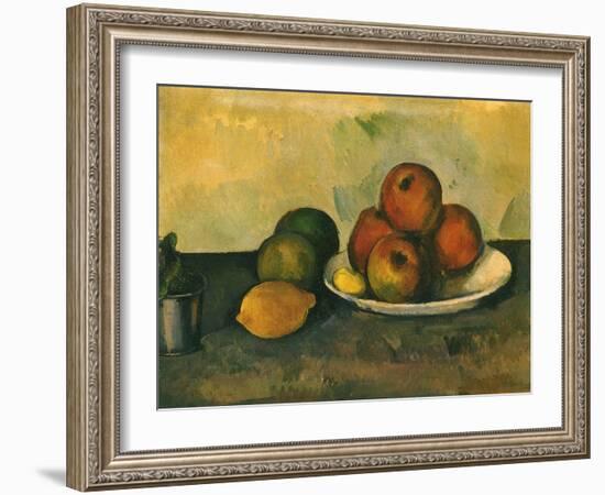 Study of Apples, Lemon, 1890-Paul C?zanne-Framed Giclee Print