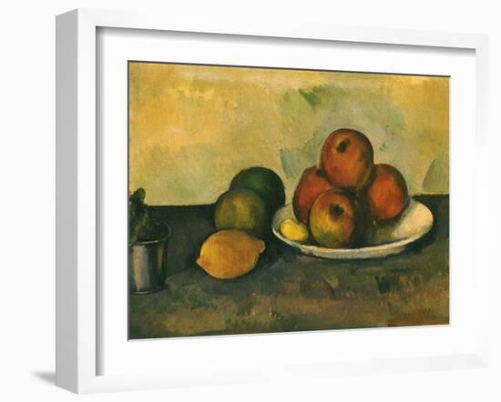 Study of Apples, Lemon, 1890-Paul C?zanne-Framed Giclee Print