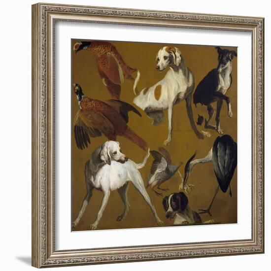 Study of Birds and Dogs, by Alexandre-Francois Desportes (1661-1743), France, 18th Century-Alexandre-Francois Desportes-Framed Giclee Print