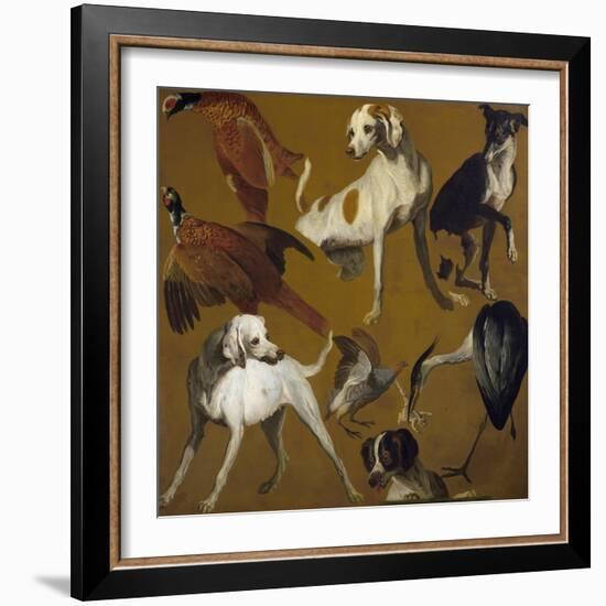 Study of Birds and Dogs, by Alexandre-Francois Desportes (1661-1743), France, 18th Century-Alexandre-Francois Desportes-Framed Giclee Print